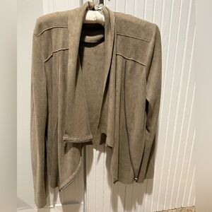 Blank NYC Women's Drape Waterfall Front Faux Suede Motorcycle Jacket Size Small
